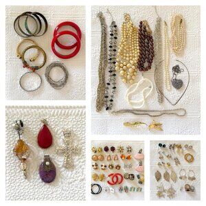 Lot of Vintage Costume Jewelry - Necklaces, Pendants, Bracelets, Rings, Earrings